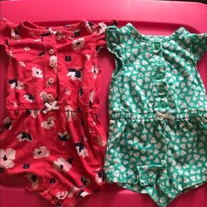 2 baby girl rompers size 3 months